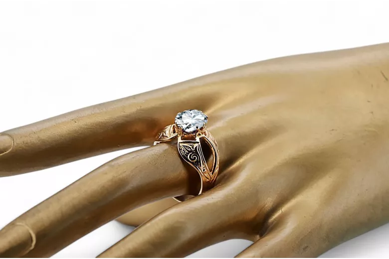 Kubické zirkonie. Originální produkt vinobraní 14k s růžovým zlatým prstenem. Vintage VRC135R